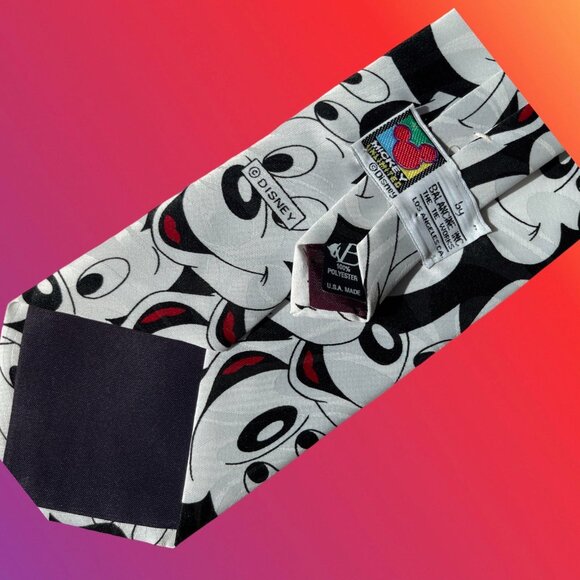 Disney Black & White Mickey Mouse Face Neck Tie - Picture 2 of 2